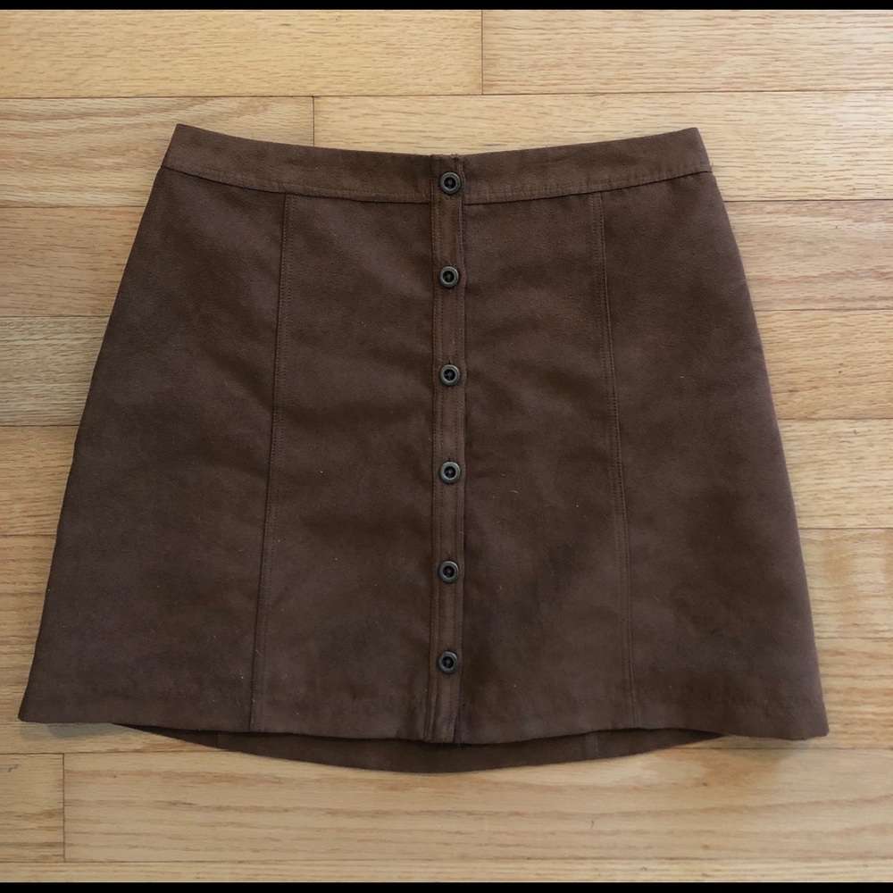 Khaki suede skirt